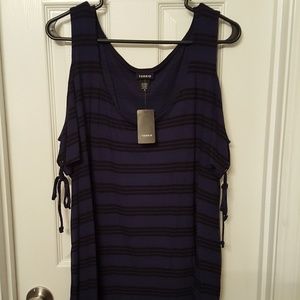 Striped cold shoulder top